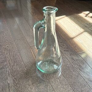 Clear Aqua Glass Pitcher with Handle